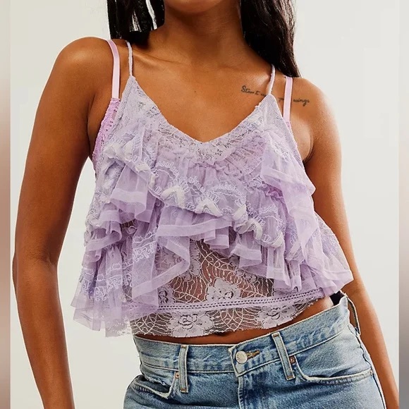 Free People Tops - Free People In The Clouds Lace Layered Cami XS